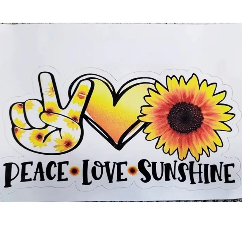 Colorful PEACE LOVE SUNSHINE Self-Adhesive Decal BRAND NEW - Picture 2 of 5